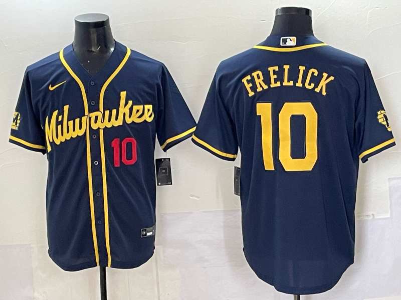 Men Milwaukee Brewers #10 Frelick blue MLB 2025 Nike Jersey 005